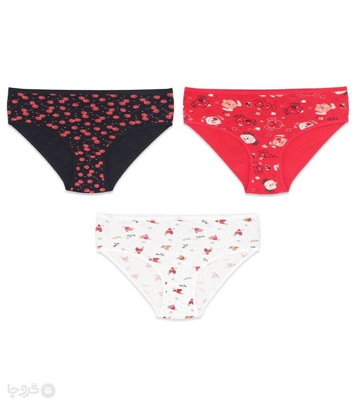 خرید عمده پک شورت زنانه اسلیپ نخی Misspel میسپل کد 4000 میکس طرح‌دار - 4 بسته 3 عددی