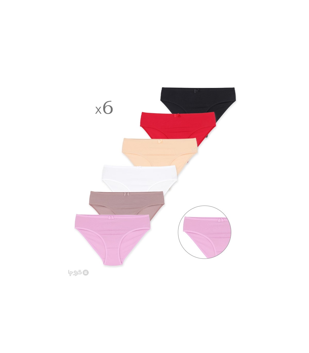 خرید عمده پک شورت زنانه اسلیپ نخی Misspel میسپل کد 2000 میکس ساده - 2 بسته 6 عددی
