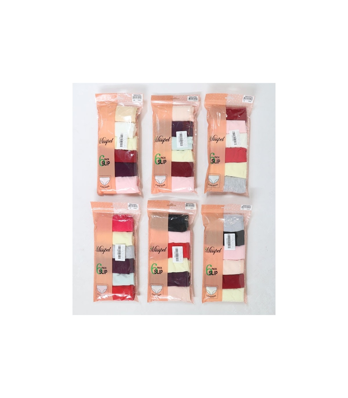 خرید عمده پک شورت زنانه اسلیپ نخی Misspel میسپل کد 2000 میکس ساده - 2 بسته 6 عددی