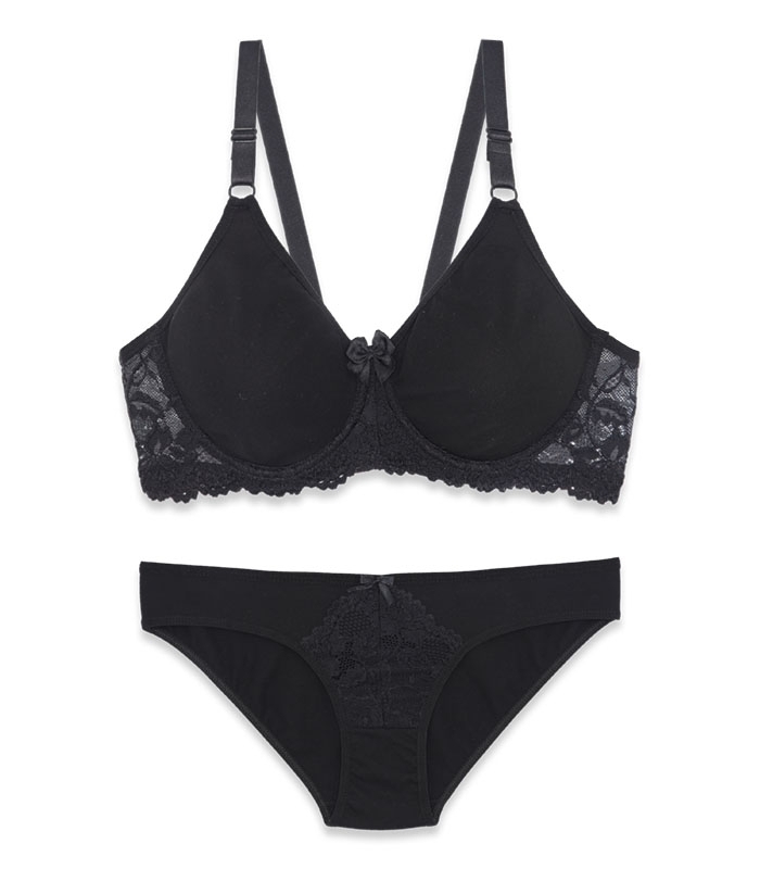 خرید عمده  پک ست شورت و سوتین پرسی نخ و دانتل فنردار ایزابلا کد 0170 - بسته 4 عددی