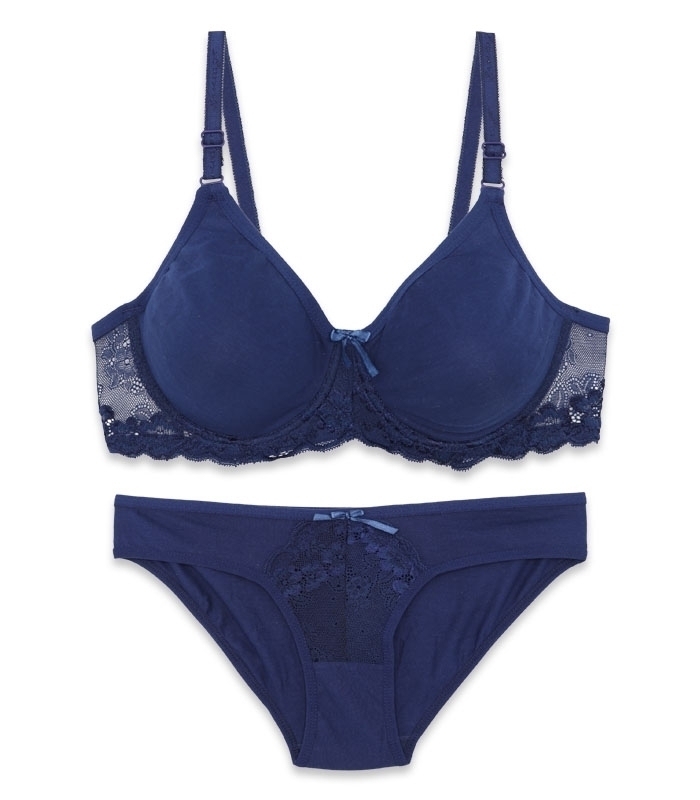 پک ست شورت و سوتین پرسی نخ و دانتل فنردار ایزابلا کد 0170 - بسته 4 عددی