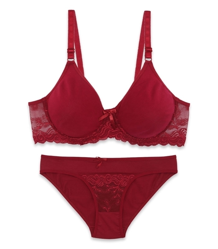 پک ست شورت و سوتین پرسی نخ و دانتل فنردار ایزابلا کد 0170 - بسته 4 عددی