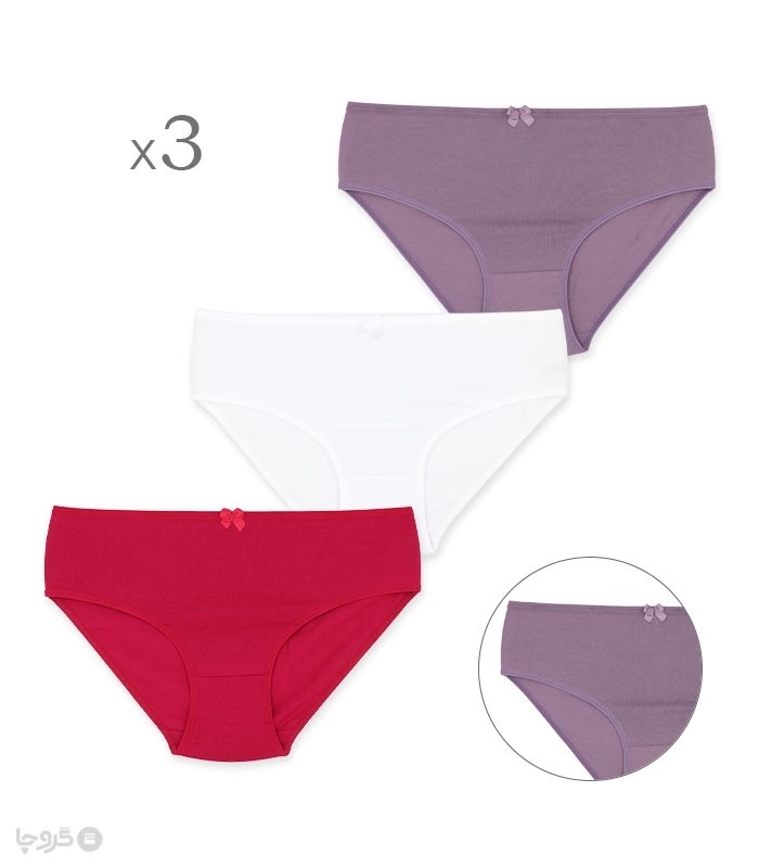 خرید عمده پک شورت زنانه اسلیپ نخی Misspel میسپل کد 1000 میکس ساده - 4 بسته 3 عددی