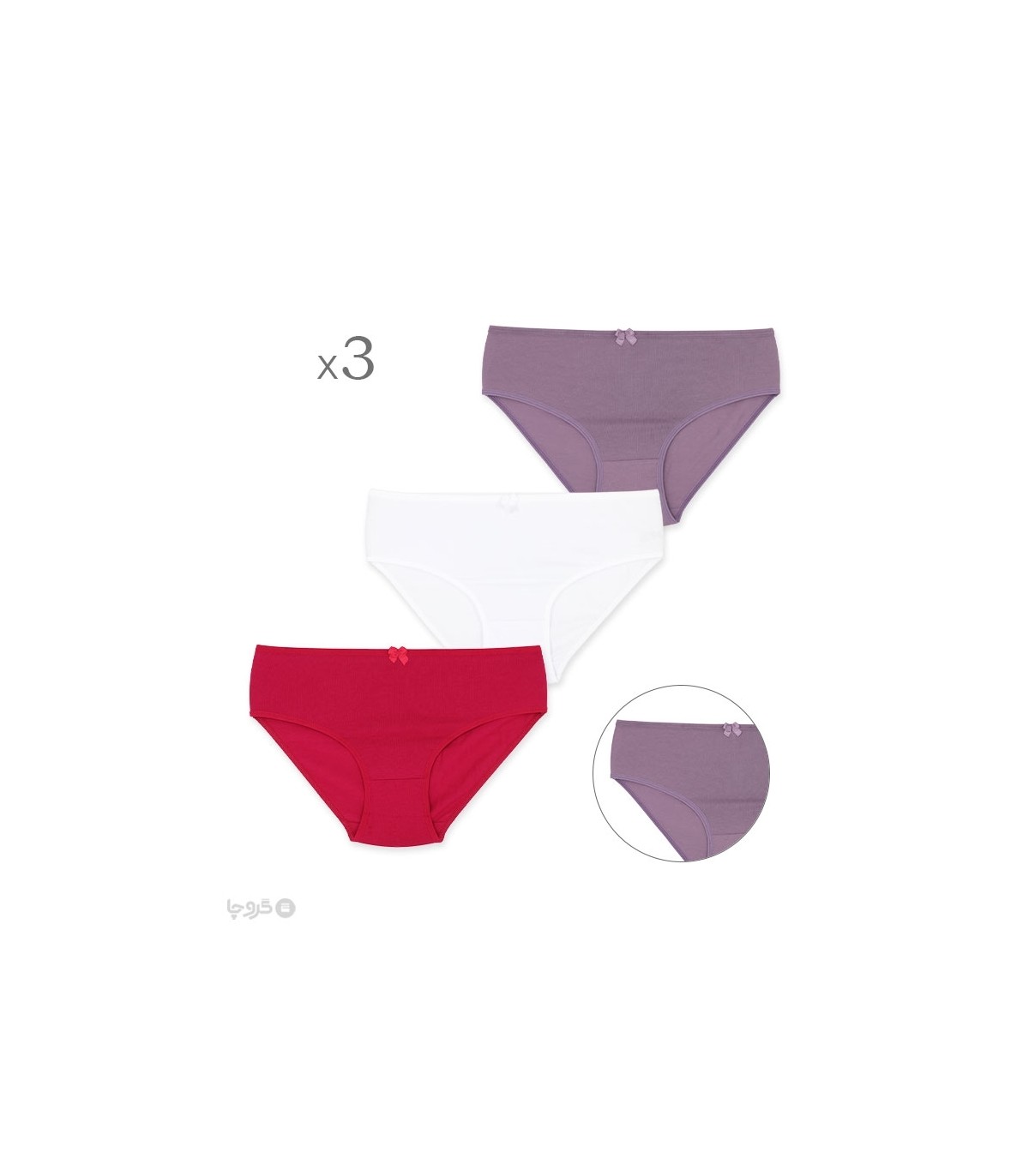 خرید عمده پک شورت زنانه اسلیپ نخی Misspel میسپل کد 1000 میکس ساده - 4 بسته 3 عددی