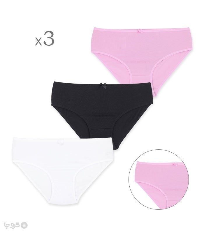 خرید عمده پک شورت زنانه اسلیپ نخی Misspel میسپل کد 1000 میکس ساده - 4 بسته 3 عددی