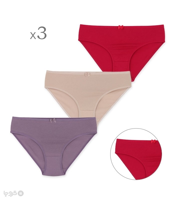 خرید عمده پک شورت زنانه اسلیپ نخی Misspel میسپل کد 1000 میکس ساده - 4 بسته 3 عددی