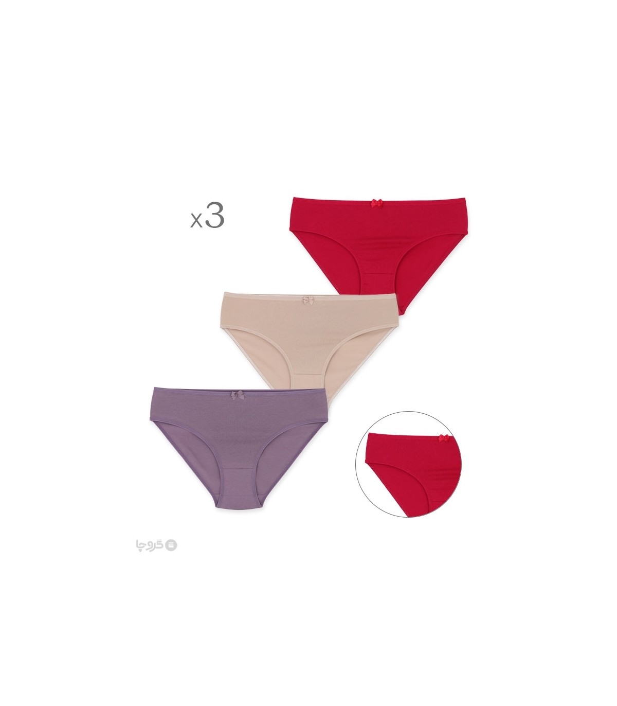 خرید عمده پک شورت زنانه اسلیپ نخی Misspel میسپل کد 1000 میکس ساده - 4 بسته 3 عددی