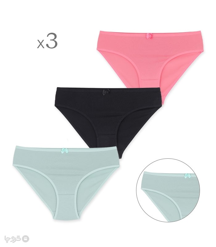 خرید عمده پک شورت زنانه اسلیپ نخی Misspel میسپل کد 1000 میکس ساده - 4 بسته 3 عددی