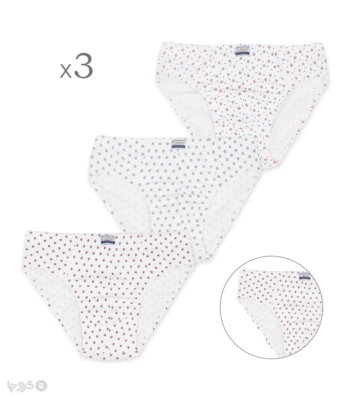 خرید عمده پک شورت مردانه اسلیپ نخی کمر لیفه‌ای Clevent کلونت کد 2111 طرح میکس چاپی - 2 بسته 3 عددی