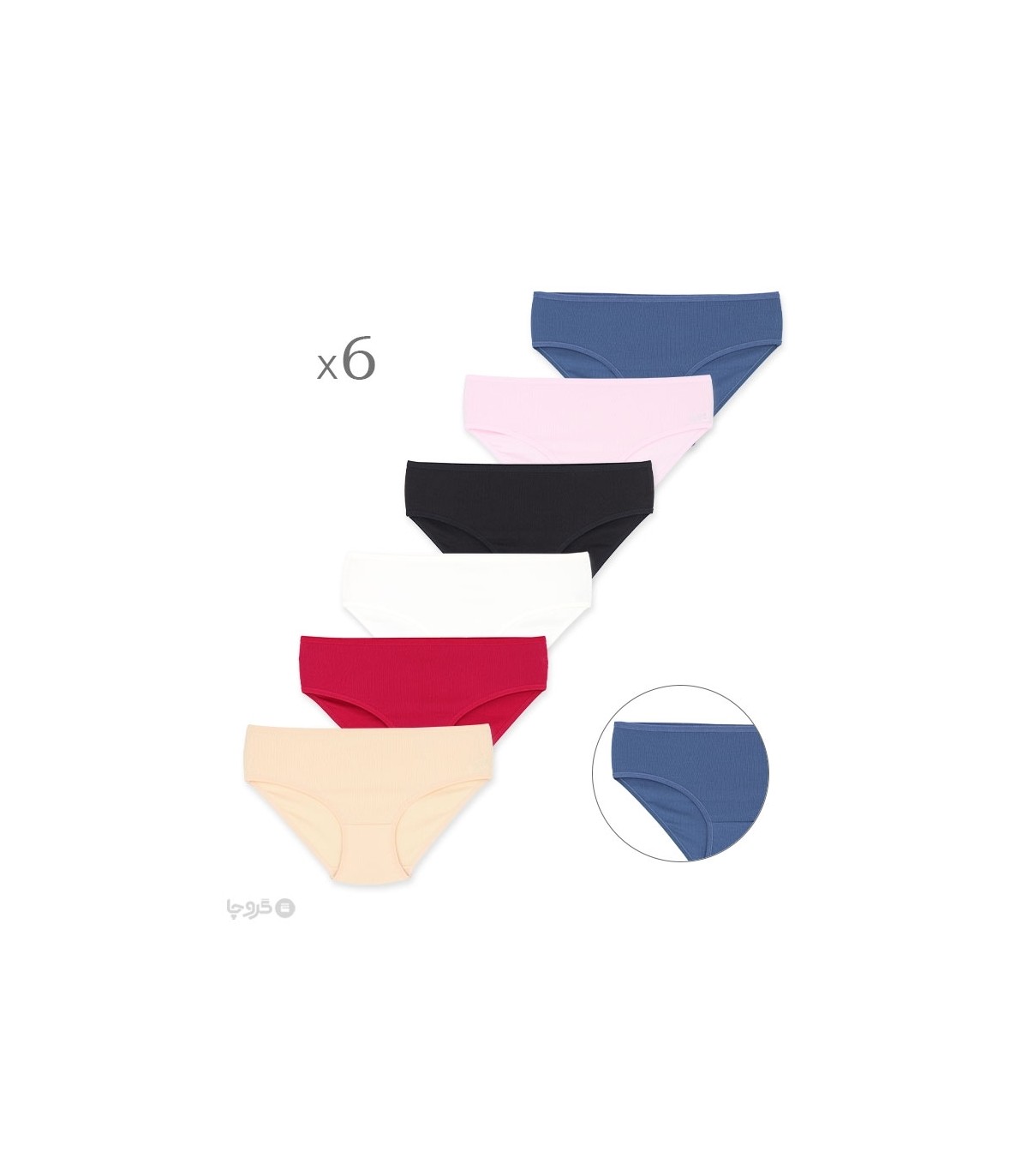 خرید عمده پک شورت زنانه اسلیپ نخی کبریتی Misspel میسپل کد 6200 میکس ساده - 2 بسته 6 عددی