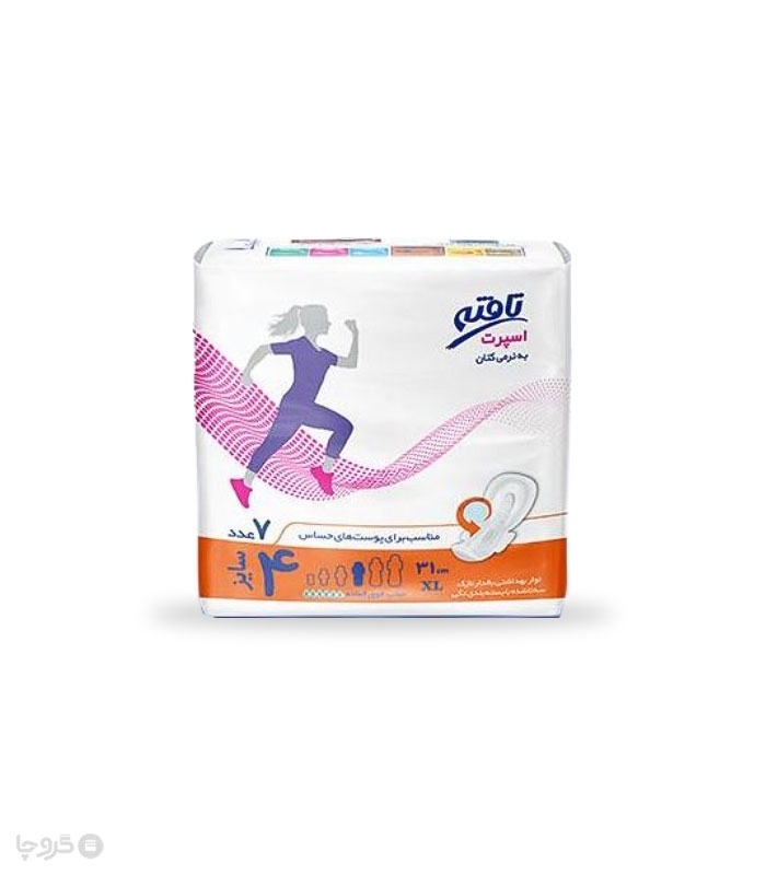 خرید عمده نوار بهداشتی اسپرت بالدار نازک کتان تافته کد 1158 - کارتن 40 عددی