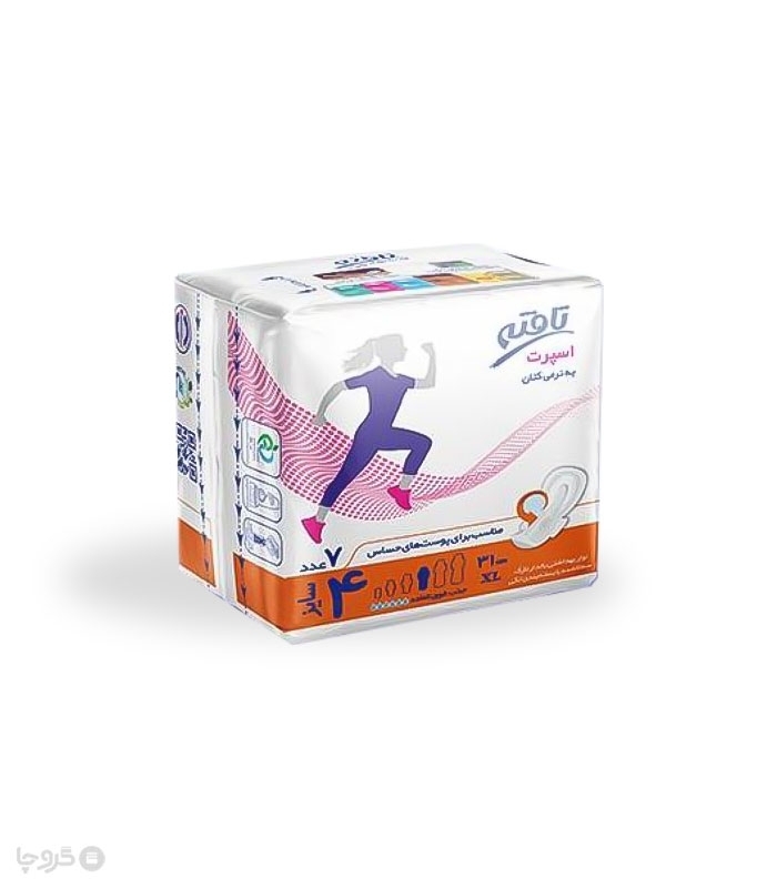 خرید عمده نوار بهداشتی اسپرت بالدار نازک کتان تافته کد 1158 - کارتن 40 عددی