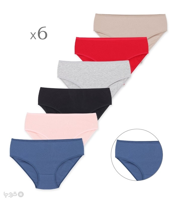 خرید عمده پک شورت زنانه اسلیپ نخی کبریتی Misspel میسپل کد 6200 میکس ساده - 2 بسته 6 عددی