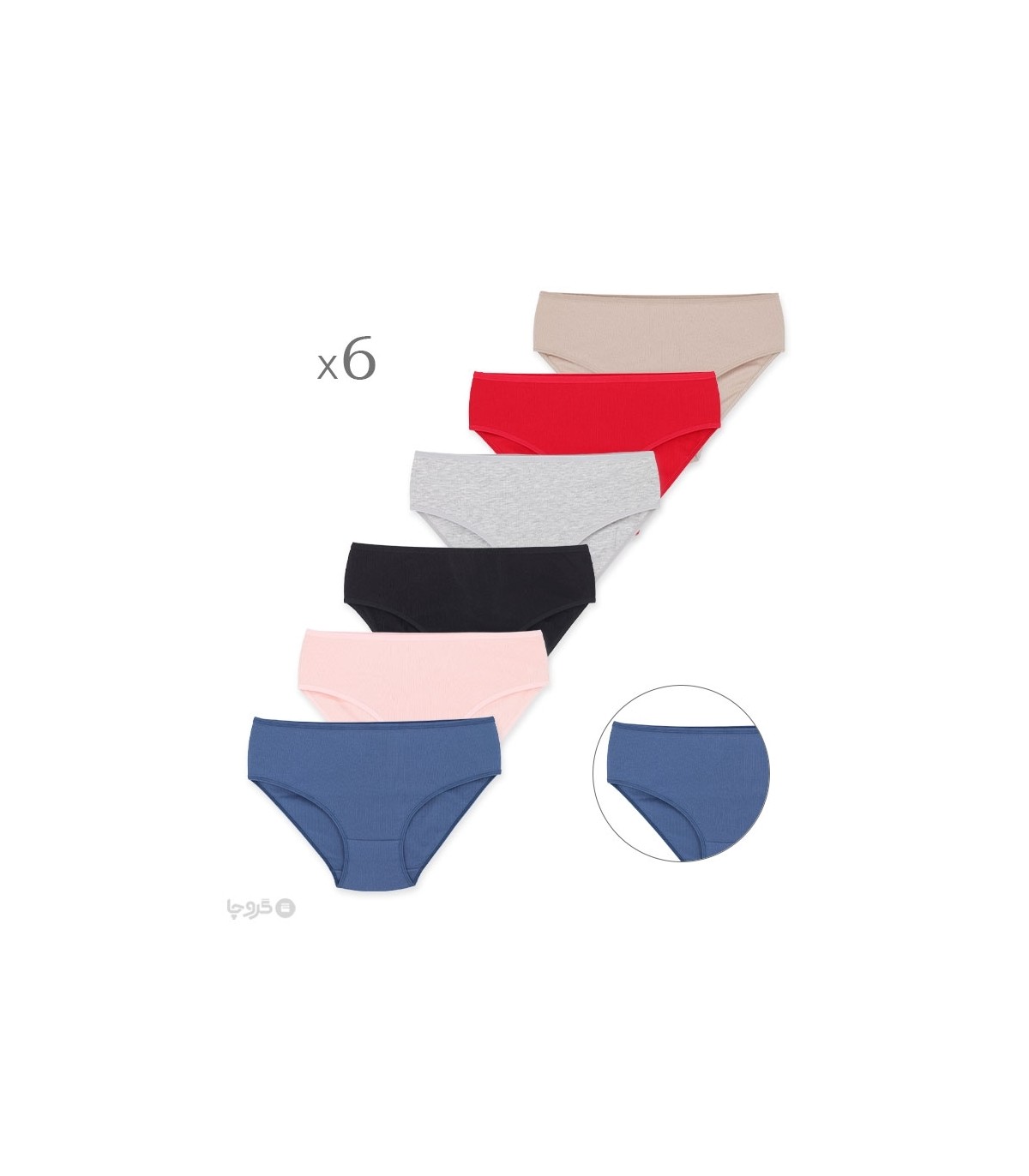 خرید عمده پک شورت زنانه اسلیپ نخی کبریتی Misspel میسپل کد 6200 میکس ساده - 2 بسته 6 عددی