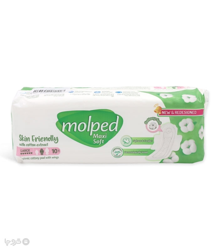 خرید کارتنی نوار بهداشتی بالدار ضخیم کتان مولپد مدل Maxi Soft بزرگ - کارتن 24 عددی