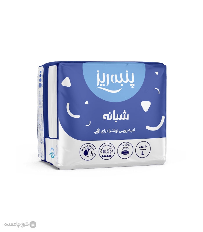 خرید کارتنی نوار بهداشتی بالدار خیلی نازک مشبک پنبه ریز بزرگ شبانه - کارتن 40 عددی