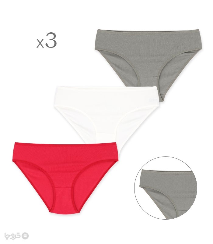 خرید عمده پک شورت زنانه اسلیپ نخی کبریتی Misspel میسپل کد 6100 میکس ساده - 4 بسته 3 عددی