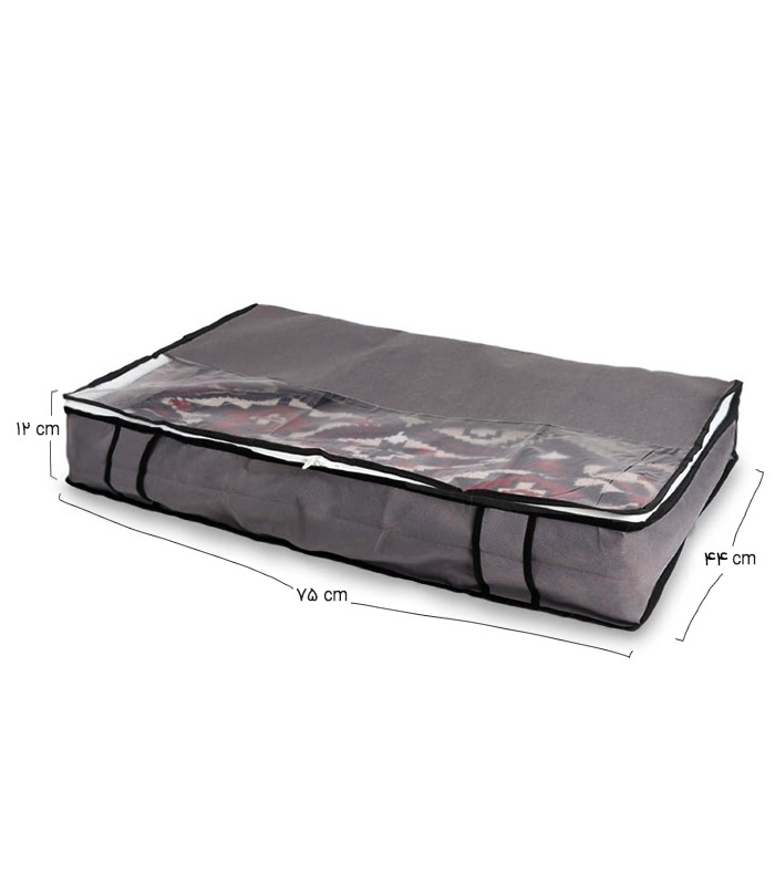 خرید عمده پک زیر تختی پتو پنجره دار ضد آب کد 362 ابعاد 12×44×75 سانتی متر خاکستری - بسته 12 عددی