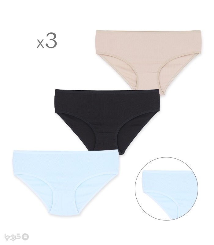 خرید عمده پک شورت زنانه اسلیپ نخی کبریتی Misspel میسپل کد 6100 میکس ساده - 4 بسته 3 عددی