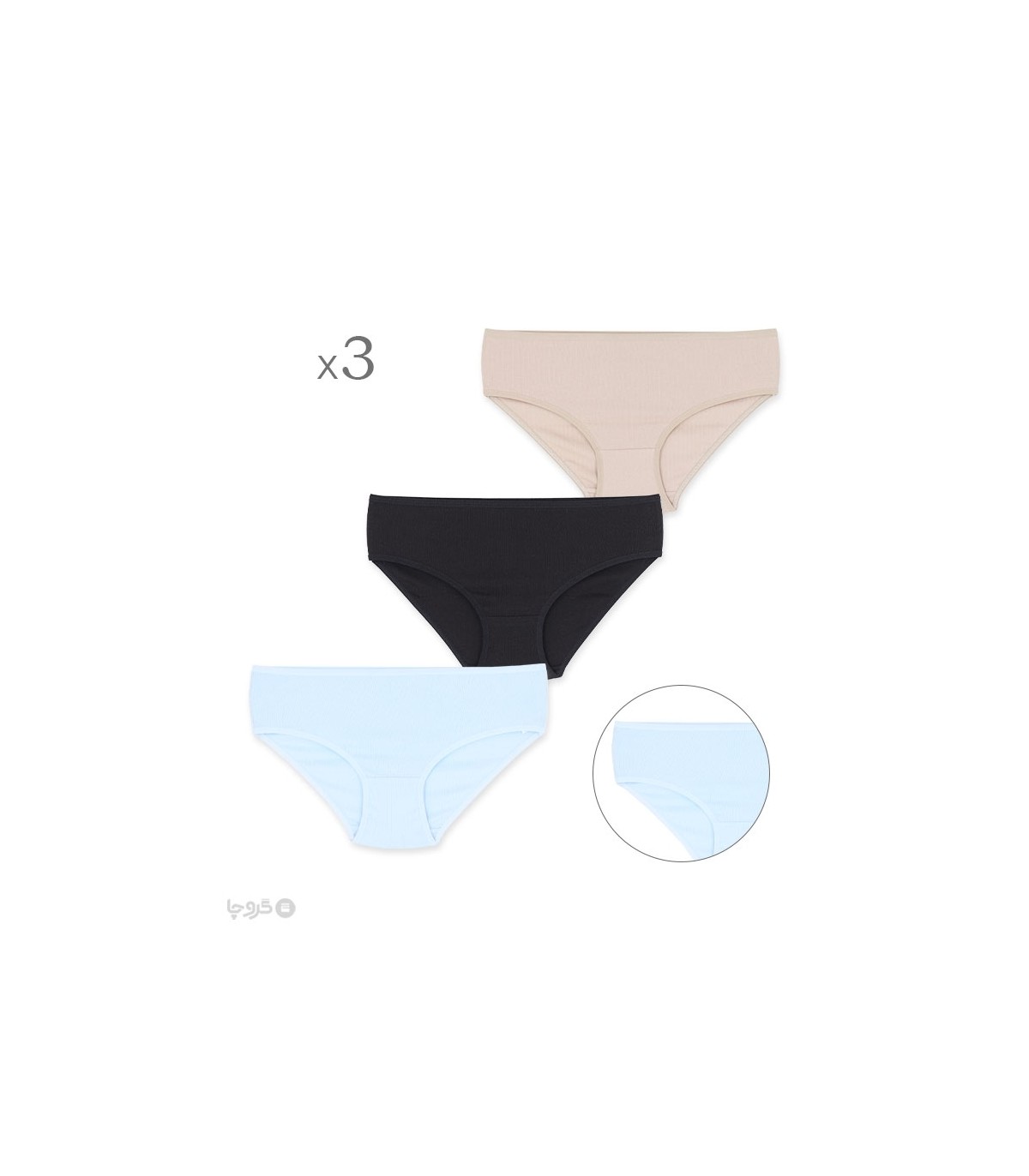 خرید عمده پک شورت زنانه اسلیپ نخی کبریتی Misspel میسپل کد 6100 میکس ساده - 4 بسته 3 عددی